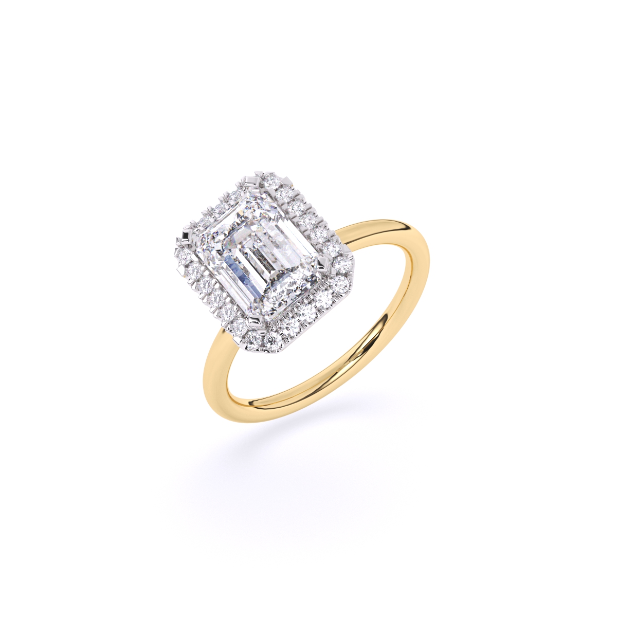 Emerald Halo Solitaire Diamond Ring
